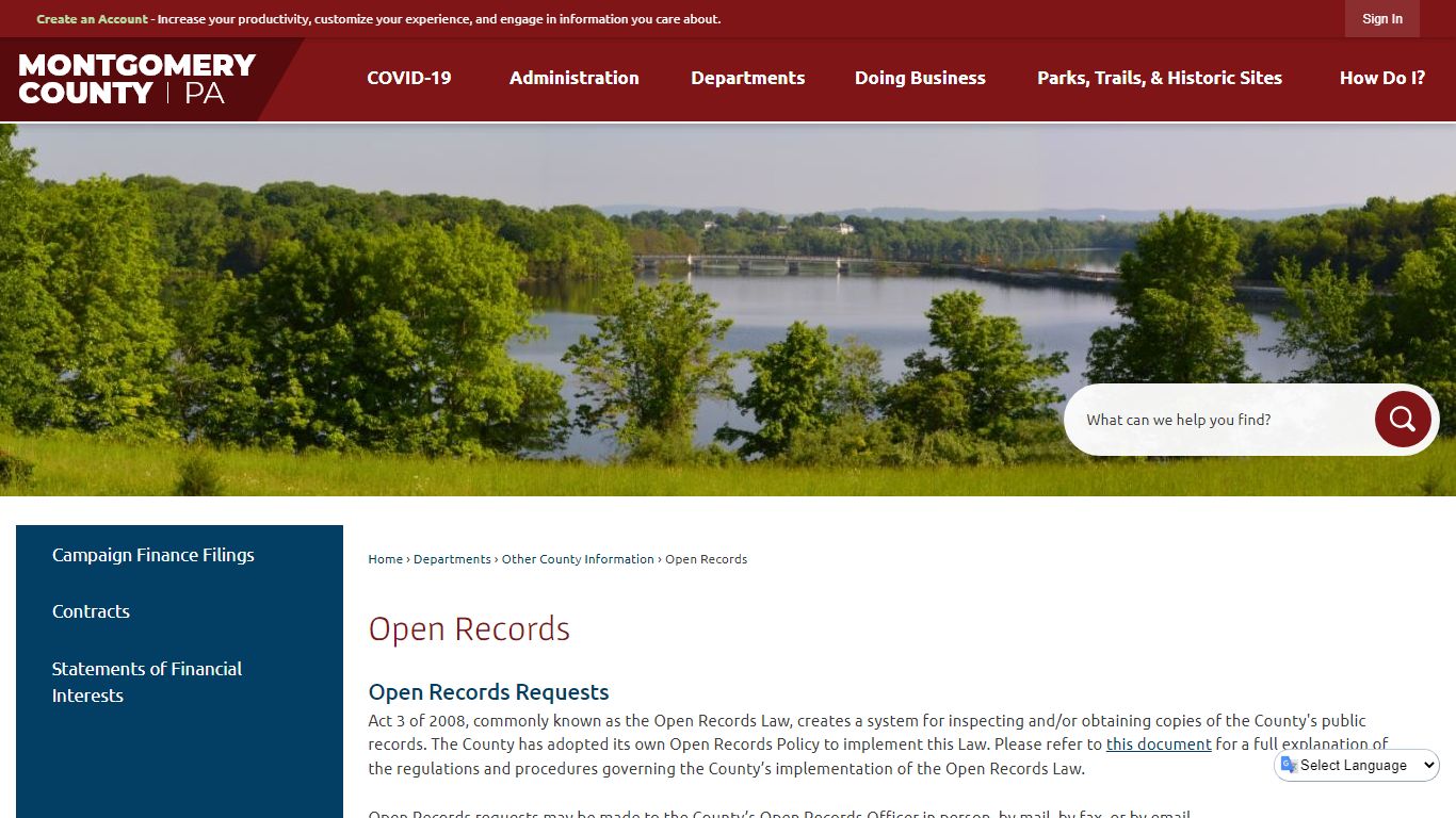 Open Records | Montgomery County, PA - Official Website