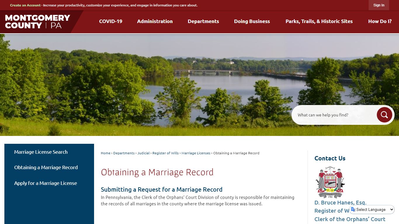 Obtaining a Marriage Record | Montgomery County, PA - Official Website